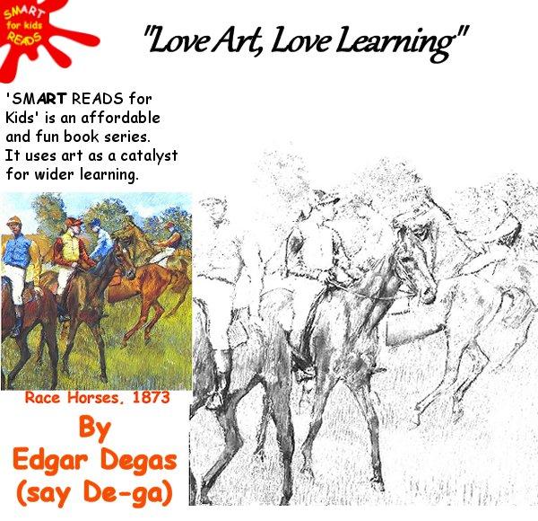 Colour in Race Horses by Edgar Degas for kids / children
