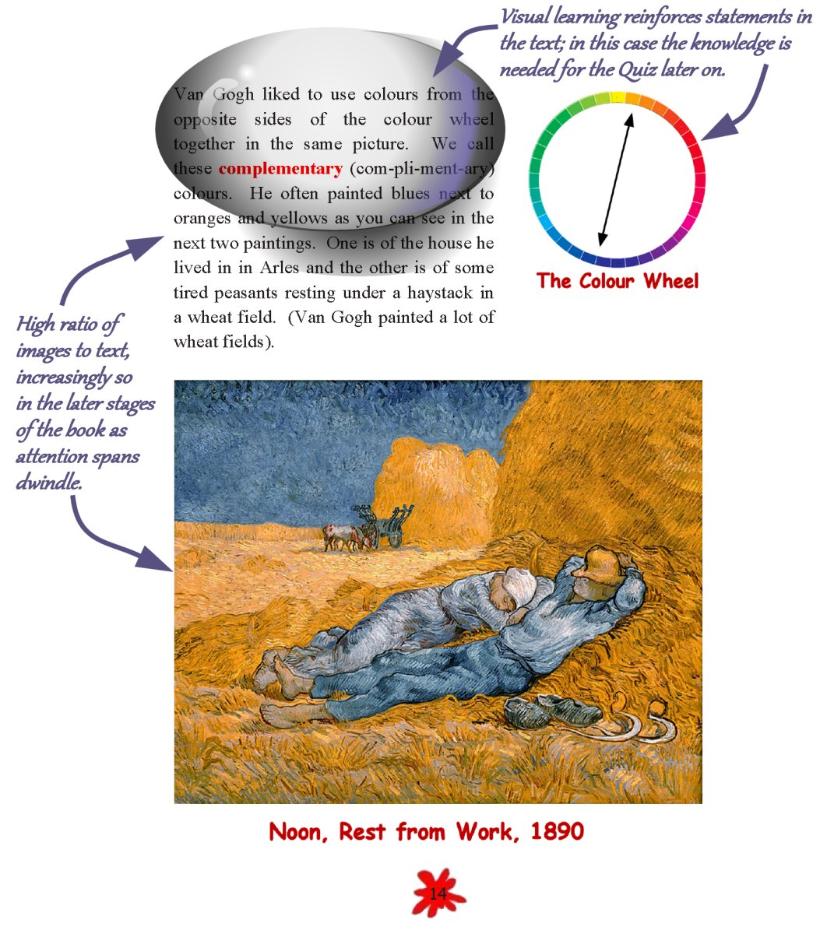 Example page from SMART READS for Kids educational book Junior Vincent van Gogh