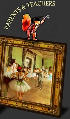 ballet class by Edgar Degas, link to teacher's and homeschooler's area of children's educational Art books
